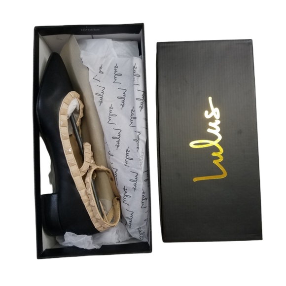 Lulus Audra Black Strappy Studded Low Pointed Toe Heels - Picture 8 of 10